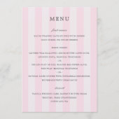 Moderne Roze Strepen Elegante Trouw Menu (Voorkant)