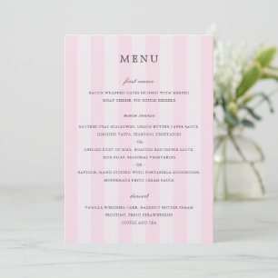 Moderne Roze Strepen Elegante Trouw Menu