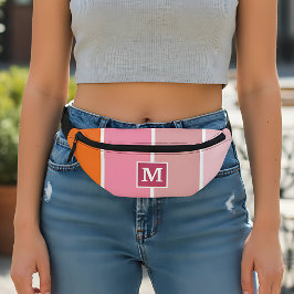 Moderne roze strepen met Monogram Heuptasje