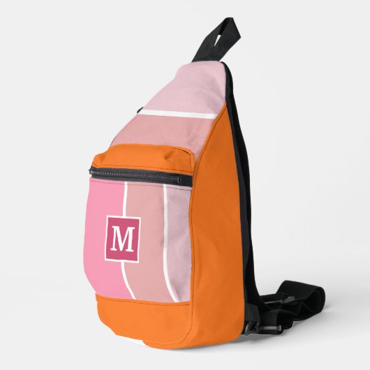 Moderne roze strepen met Monogram Sling Bag (Rechterhoek)