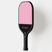Moderne roze strepen op zwarte naam Officiële USA Pickleball Paddle (Links)