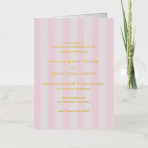 Moderne roze strepen trouwfolie uitnodiging