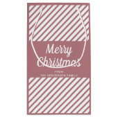 Moderne roze strepen Vrolijk kerstfeest Klein Cadeauzakje (Achterkant)