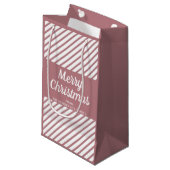 Moderne roze strepen Vrolijk kerstfeest Klein Cadeauzakje (Voorkant Gekanteld)