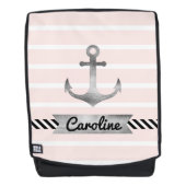 Moderne roze strepen Waterverf Anchor Aangepast Rugtassen (Voorkant)