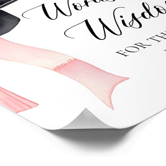 Moderne Roze Strik Afstudeerfeest Advies Woorden v Poster (Hoek)