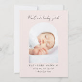 Moderne Roze Strik Baby Naamdag  Kaart (Achterkant)