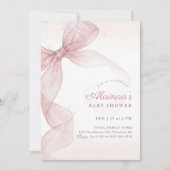 Moderne Roze Strik Baby Shower Kaart (Voorkant)