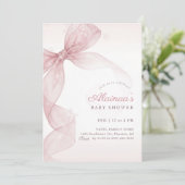 Moderne Roze Strik Baby Shower Kaart (Staand voorkant)