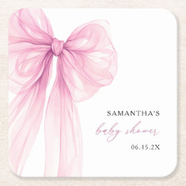 Moderne Roze Strik Baby Shower Kartonnen Onderzetters