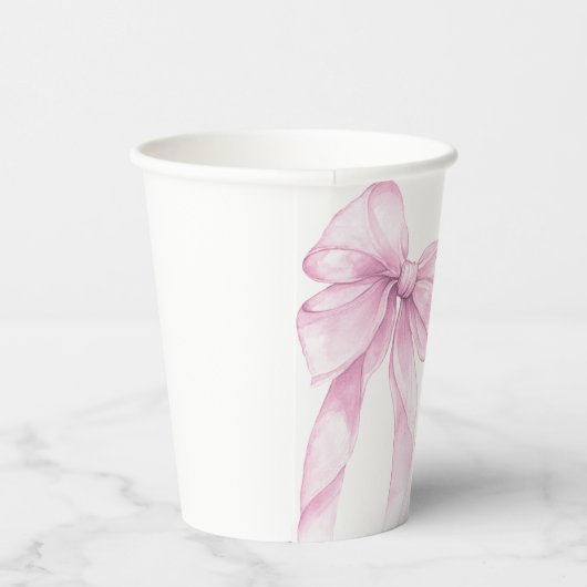 Moderne Roze Strik Baby Shower Papieren Bekers (Rechts)