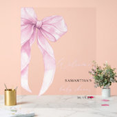 Moderne Roze Strik Baby Shower Welkom Acryl Bord (Huwelijk)
