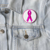 Moderne Roze Strik Borstkanker Bewustzijn & Steun Ronde Button 5,7 Cm (In situ)