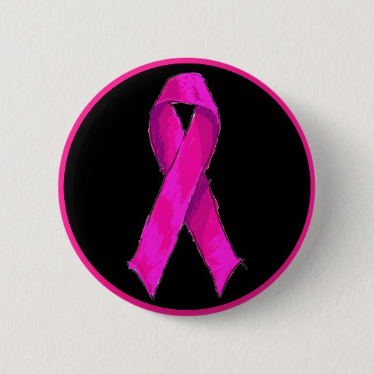 Moderne Roze Strik Borstkanker Bewustzijn & Steun Ronde Button 5,7 Cm (Voorkant)