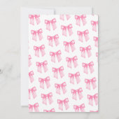 Moderne Roze Strik Bruidsdouche Uitnodiging (Achterkant)