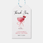 Moderne roze strik bruidsfeest bedankje cadeaulabel (Voorkant)