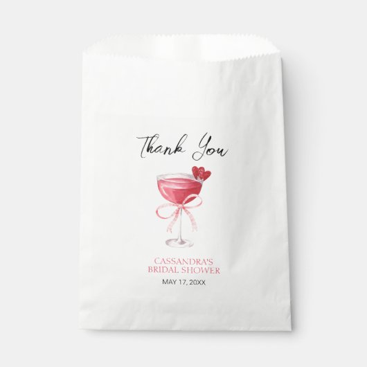 Moderne Roze Strik Bruidsfeest Dank Je Wel Bedankzakje (Voorkant)