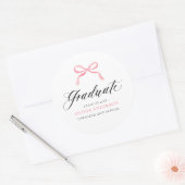 Moderne Roze Strik Coquette Afgestudeerde Afstudee Ronde Sticker (Envelop)