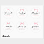 Moderne Roze Strik Coquette Afgestudeerde Afstudee Ronde Sticker (Vel)