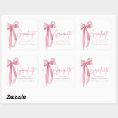 Moderne Roze Strik Coquette Afgestudeerde Afstudee Vierkante Sticker (Vel)