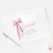 Moderne Roze Strik Coquette Afgestudeerde Afstudee Vierkante Sticker (Envelop)