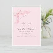 Moderne Roze Strik Coquette Baby Shower Kaart (Staand voorkant)