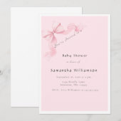 Moderne Roze Strik Coquette Baby Shower Kaart (Voorkant / Achterkant)