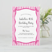 Moderne Roze Strik Doodle Frame Verjaardag Kaart (Staand voorkant)