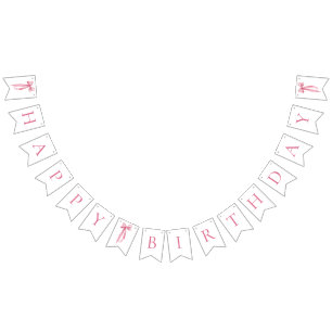 Moderne Roze Strik Gelukkig Verjaardag Vlaggenlijn Vlaggetjes