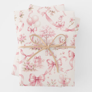 Moderne Roze Strik Inpakpapier   Coquette Lint Vel