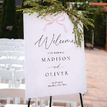 Moderne Roze Strik Monogram Trouw Welkom
