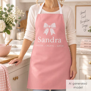 Moderne Roze Strik Naam Positieve Citaat Schort