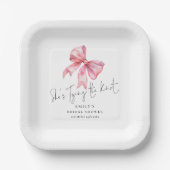 Moderne Roze Strik Trouwen Bruidsmeisjesfeest Papieren Bordje (Voorkant)
