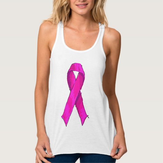 Moderne roze strik voor borstkankerbewustzijn tanktop (Voorkant)