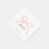 Moderne Roze Strik Waterverf Monogram Bruiloft Servet (Hoek)
