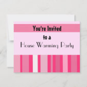 Moderne roze Stripe House Warming Party Kaart (Voorkant)