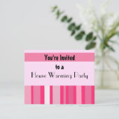 Moderne roze Stripe House Warming Party Kaart (Staand voorkant)
