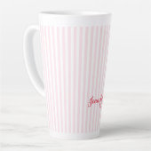 Moderne roze striped Elegant Typografie Monogramed Latte Mok (Linkerhoek)