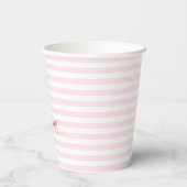 Moderne roze stripes Elegant Monogrammed Typografi Papieren Bekers (Achterkant)