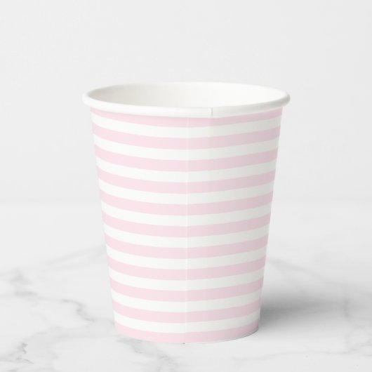 Moderne roze stripes Elegant Monogrammed Typografi Papieren Bekers (Rechts)