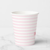 Moderne roze stripes Elegant Monogrammed Typografi Papieren Bekers (Voorkant)