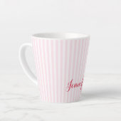 Moderne roze stripes Elegant Typografie Aangepaste Latte Mok (Linkerhoek)