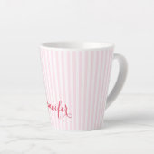Moderne roze stripes Elegant Typografie Aangepaste Latte Mok (Rechterhoek)