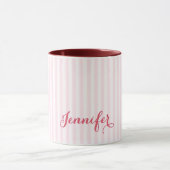 Moderne roze stripes Elegant Typografie Mok (Midden)