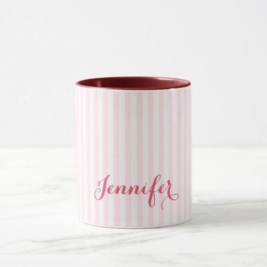Moderne roze stripes Elegant Typografie Mok (Midden)