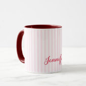 Moderne roze stripes Elegant Typografie Mok (Voorkant links)
