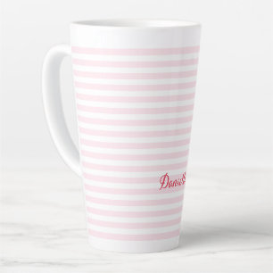 Moderne roze stripes Elegant Typografie Monogramed Latte Mok