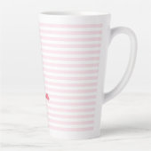 Moderne roze stripes Elegant Typografie Monogramed Latte Mok (Rechts)