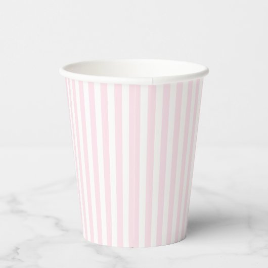 Moderne roze stripes Elegant Typografie Monogramed Papieren Bekers (Rechts)
