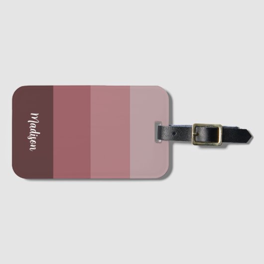 Moderne roze stripes met het Bagagelabel van de Na (Voorkant (horizontaal))